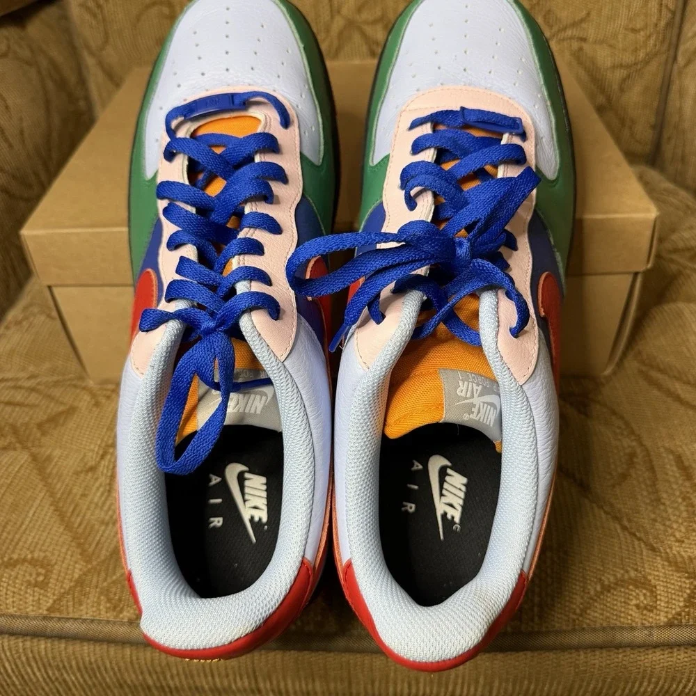 Nike Men's 14 Air Force 1 Low Blue Green Nike By You Custom Shoes DV3892-900